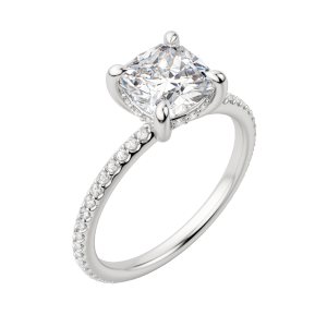 Hera Accented Cushion Cut Engagement Ring, Default, 18K White Gold, Platinum, 
