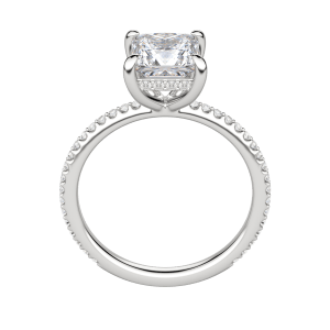 Hera Accented Princess Cut Engagement Ring, Hover, 18K White Gold, Platinum, 