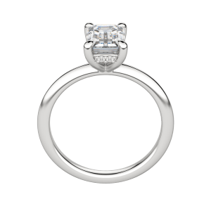 Hera Classic Emerald Cut Engagement Ring, Hover, 18K White Gold, Platinum,
