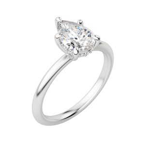 Hera Classic Pear Cut Engagement Ring, Default, 18K White Gold, Platinum,