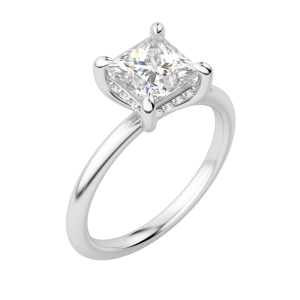 Hera Classic Princess Cut Engagement Ring, Default, 18K White Gold, Platinum,