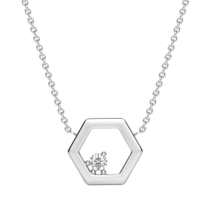 Silver Solitaire Honeycomb Necklace, Default, 