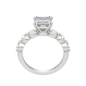 Juno  Asscher Cut Engagement Ring, Hover, 18K White Gold, Platinum, 