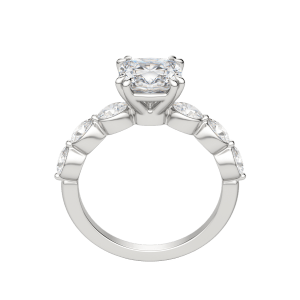 Juno Cushion Cut Engagement Ring, Hover, 18K White Gold, Platinum, 
