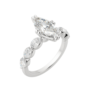Juno Marquise Cut Engagement Ring, Default, 18K White Gold, Platinum, 