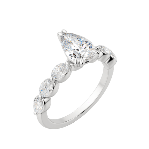 Juno Pear Cut Engagement Ring, Default, 18K White Gold, Platinum, 