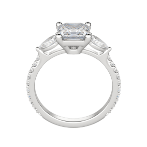 Lily Accented Asscher Cut Engagement Ring, Hover, 18K White Gold, Platinum,\r
