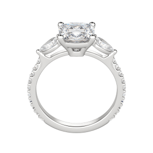 Lily Accented Cushion Cut Engagement Ring, Hover, 18K White Gold, Platinum,\r
