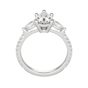 Lily Accented Pear Cut Engagement Ring, Hover, 18K White Gold, Platinum,\r
\r
