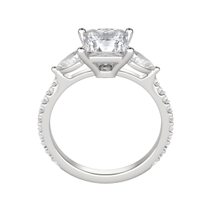 Lily Accented Princess Cut Engagement Ring, Hover, 18K White Gold, Platinum,\r
