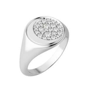 Gibbous Moon Signet Ring, Default, 14K White Gold,