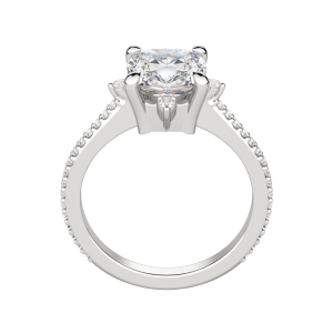 Nova Accented Cushion Cut Engagement Ring, Hover, 18K White Gold, Platinum, 