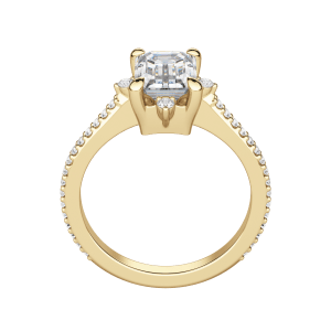 Nova Accented Emerald Cut Engagement Ring, Hover, 18K Yellow Gold,