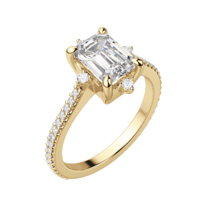 Nova Accented Emerald Cut Engagement Ring, Default, 18K Yellow Gold,