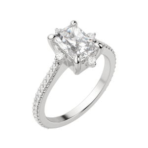 Nova Accented Radiant Cut Engagement Ring, Default, 18K White Gold, Platinum, 