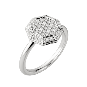 Octagon Pavé Ring, Default, 14K White Gold,