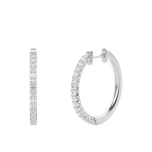 Prong Set Hoop Earrings (3/4 tcw), 14K White Gold, Default