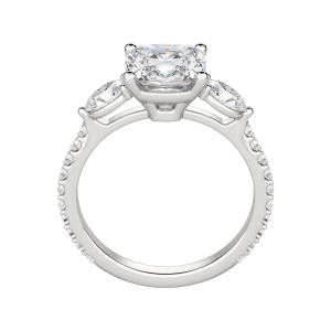 Rhea Accented Cushion Cut  Engagement Ring, Hover, 18K White Gold, Platinum,\r
