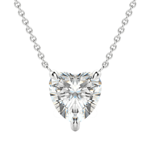 Heart Cut Claw Prong Necklace, Default, 14K White Gold,