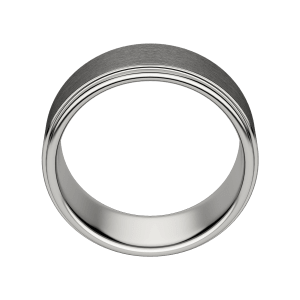 Grey Brushed Step Wedding Band, Tungsten, 7MM, Hover