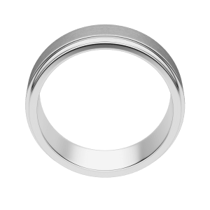 Grey Brushed Step Wedding Band, Tungsten, 6MM, Hover