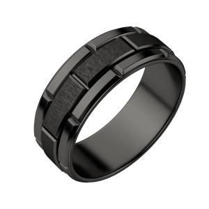 Obsidian Brick Wedding Band, Tungsten, Default
