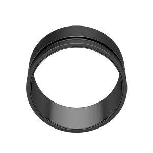 Obsidian Grooved Wedding Band, Black Tungsten, Hover