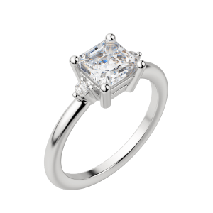 Zara Asscher Cut Engagement Ring, Default, 18K White Gold, Platinum, 
