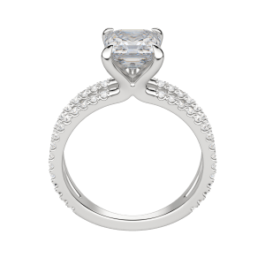 Duet Accented Asscher Cut Engagement Ring, Hover, 18K White Gold, Platinum, 