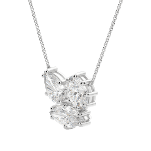 Bold Cluster Necklace, 14K White Gold, Hover