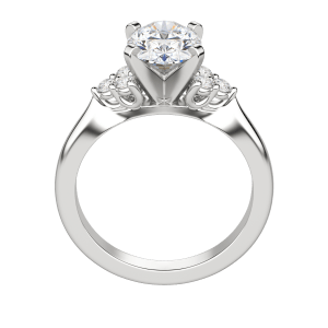 Calm Oval Cut Engagement Ring, 18K White Gold, Platinum, Hover, 
