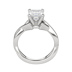 Chic Classic Asscher Cut Engagement Ring, 18K White Gold, Platinum, Hover, 