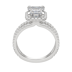 Duet Halo Asscher Cut Engagement Ring, Hover, 18K White Gold, Platinum, 