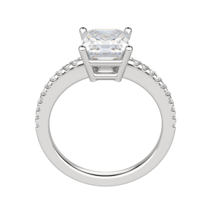 Eave Accented Asscher Cut Engagement Ring, Hover, 18K White Gold, Platinum, 