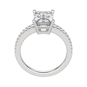 Eave Accented Emerald Cut Engagement Ring, 18K White Gold, Platinum, Hover, 