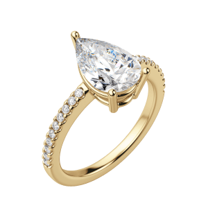 Eave Accented Pear Cut Engagement Ring, 18K Yellow Gold, Default