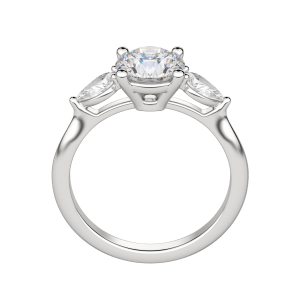 Lily Classic Round Cut Engagement Ring, Hover, 18K White Gold, Platinum, 