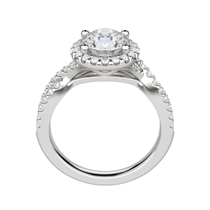 Lush Round Cut Engagement Ring, 18K White Gold, Platinum, Hover, 
