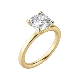 Lyre Classic Cushion Cut Engagement Ring, Default, 18K Yellow Gold