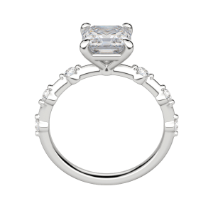Napa Asscher Cut Engagement Ring, 18K White Gold, Platinum, Hover