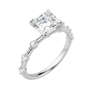 Napa Asscher Cut Engagement Ring, Default, 18K White Gold, Platinum
