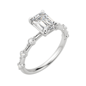 Napa Emerald Cut Engagement Ring, Default, 18K White Gold, Platinum