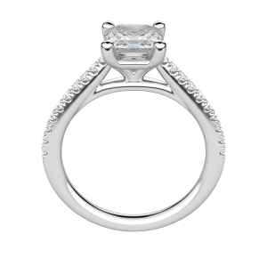 Sone Asscher Cut Engagement Ring, Hover, 18K White Gold, Platinum, 