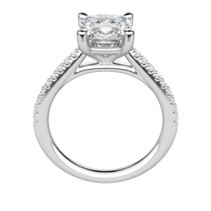 Sone Cushion Cut Engagement Ring, Hover, 18K White Gold, Platinum, 