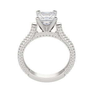 Vita Asscher Cut Engagement Ring, Hover, 18K White Gold, Platinum, 