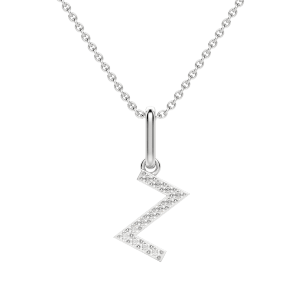 "Z" Diamond Initial Pendant, 14K White Gold, Default