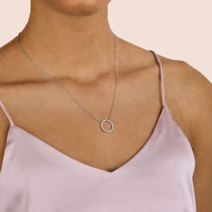 Circle Necklace, 14K White Gold, 14K Yellow Gold, Hover