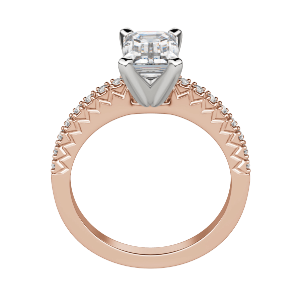 Fate Emerald Cut Engagement Ring, 14K Rose Gold, Hover, 