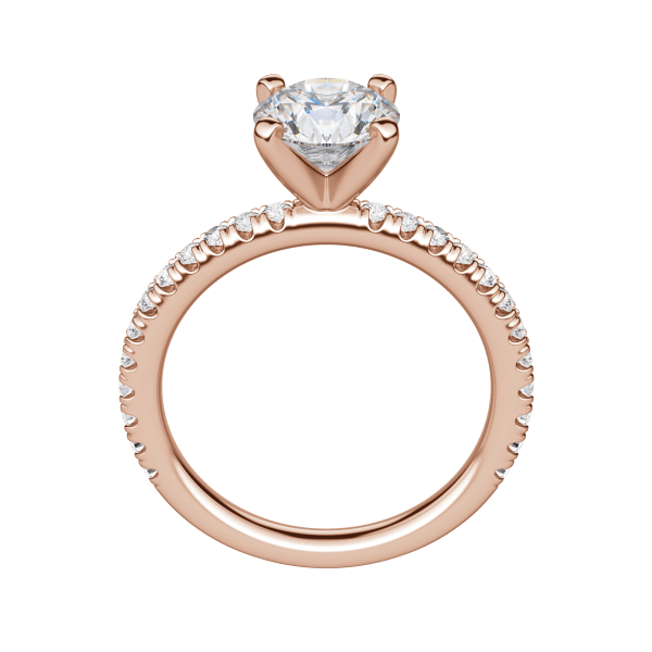 Holm Accented Round Cut Engagement Ring, 14K Rose Gold, Hover, 