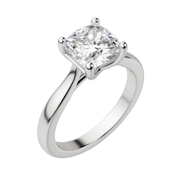 Harp Cushion Cut Engagement Ring, Default, 18K White Gold, Platinum